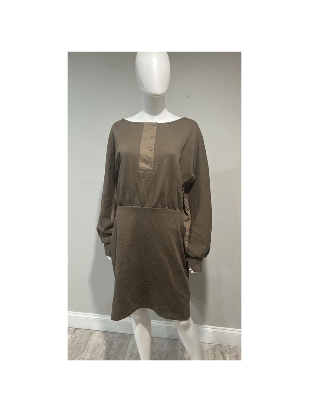 Phillip Lim Army Green Poplin Trimmed Cotton Mini Dress Size Large - Picture 5 of 11